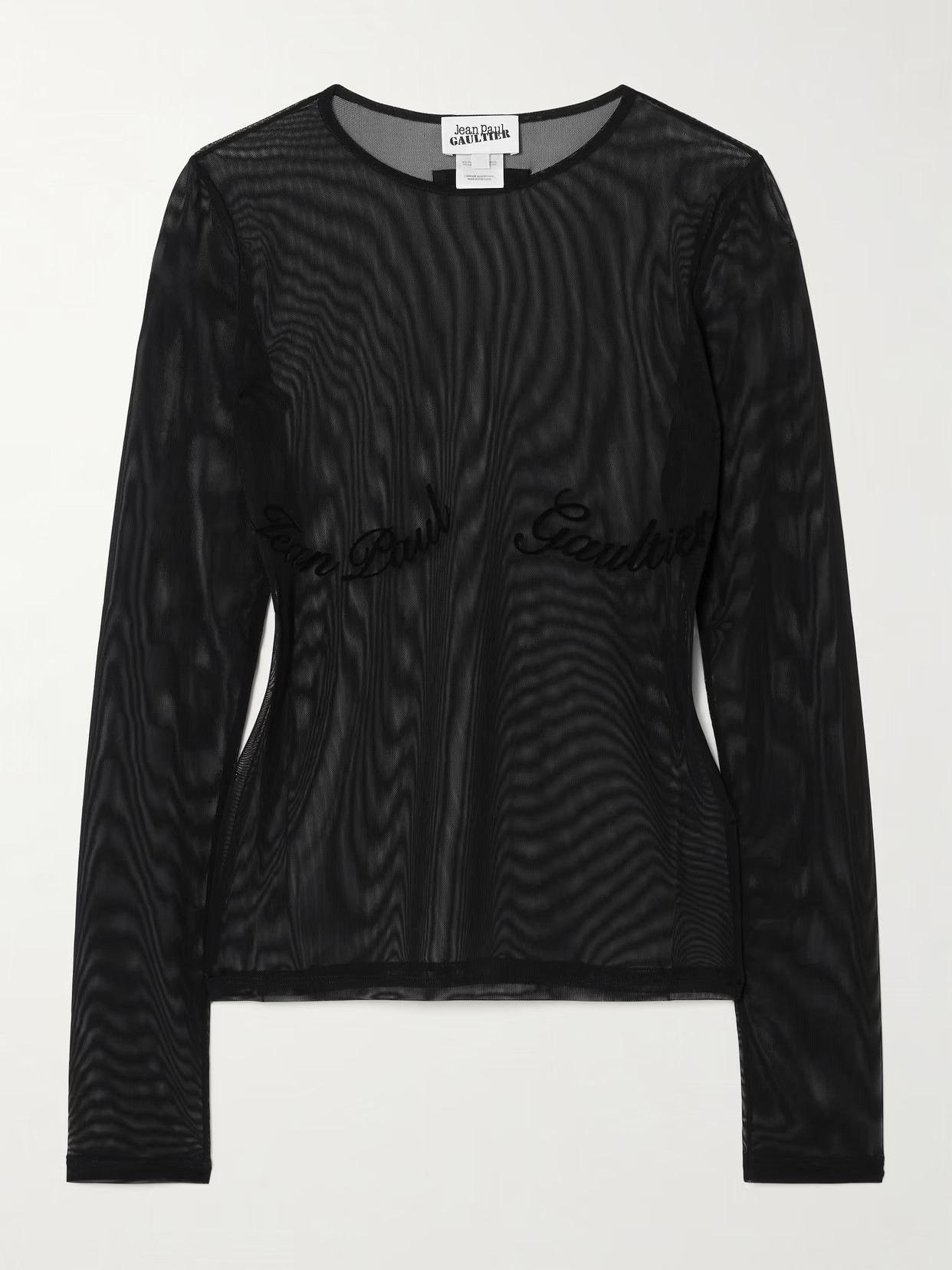 Jean Paul Gaultier - Flocked Stretch-tulle Top - Black | NET-A-PORTER (US)