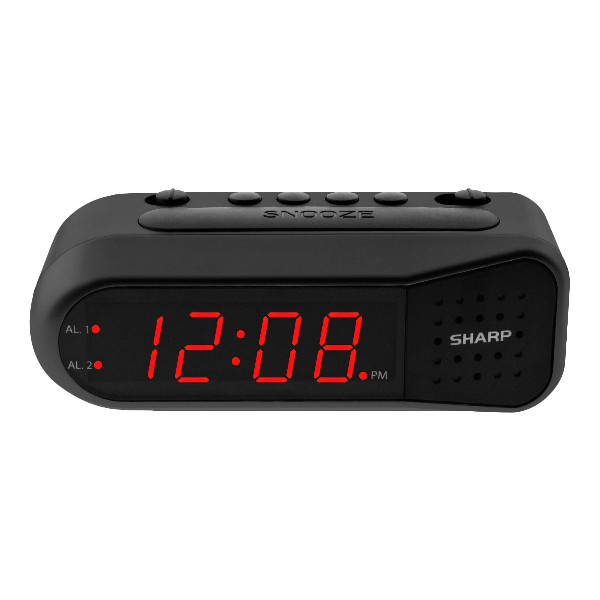 SHARP Digital Alarm Clock – Black Case with Red LEDs - Ascending Alarm Grows Increasing Louder,... | Amazon (US)