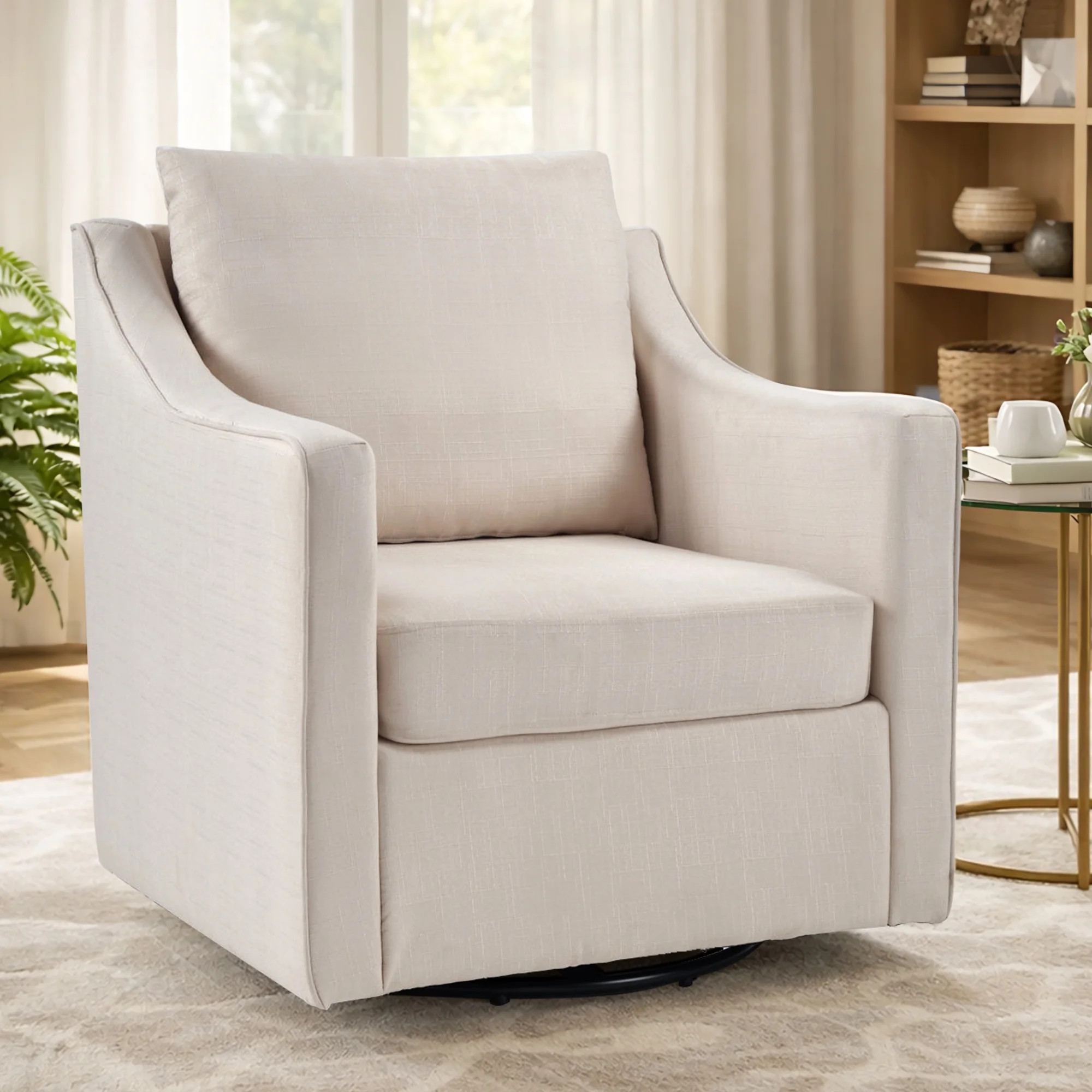 EBELLO Upholstered Accent Chair，Yarn-Dyed Fabric Swivel Chair, Modern Minimalist Armchair with ... | Walmart (US)