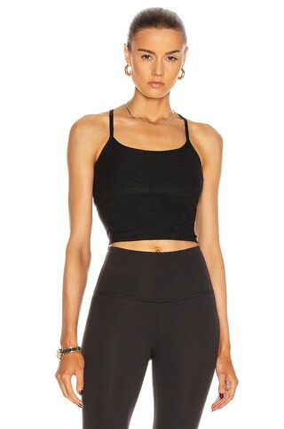 Beyond Yoga Spacedye Slim Racerback Cropped Tank Top in Black | FWRD 