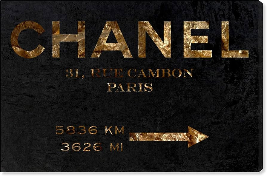 The Oliver Gal Artist Co. Oliver Gal 'Road Sign' Black and Gold Fashion Wall Art Print Premium Ca... | Amazon (US)