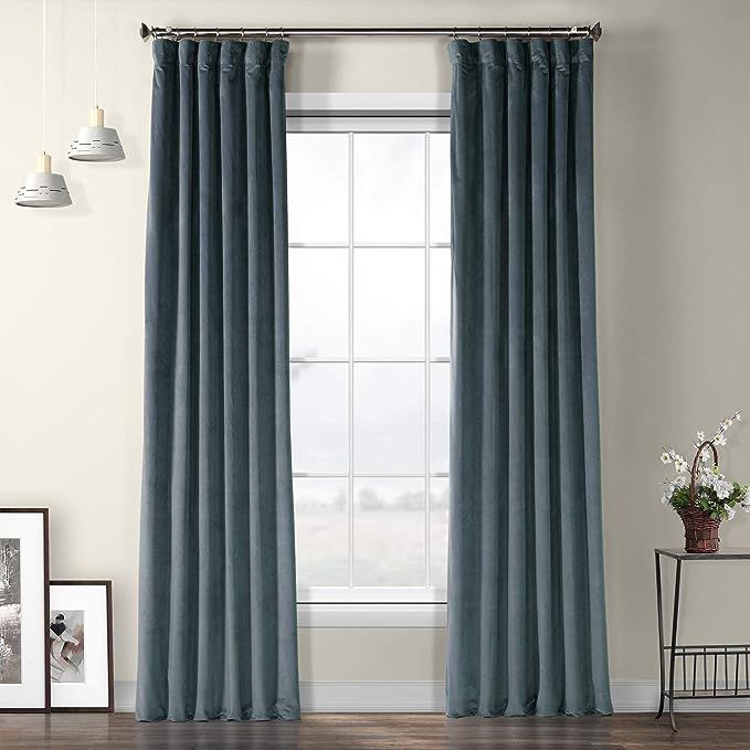 HPD Half Price Drapes VPYC-161258-96 Plush Velvet Curtain (1 Panel), 50 X 96, London Blue | Amazon (US)
