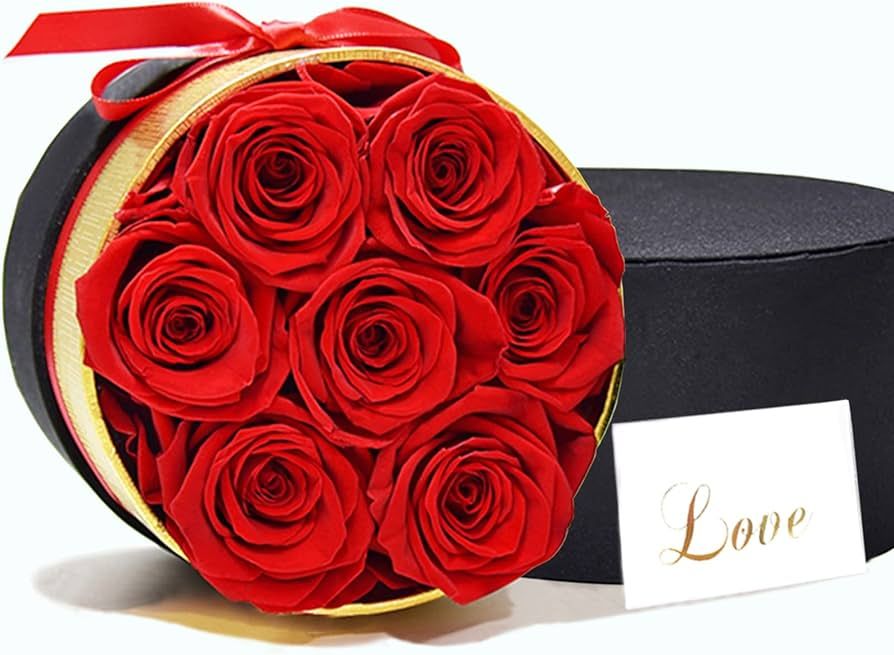 WGCC Real Roses That Last a Year Preserved Rose Red Eternal Roses in a Box for Her Girlfriend Mom... | Amazon (US)