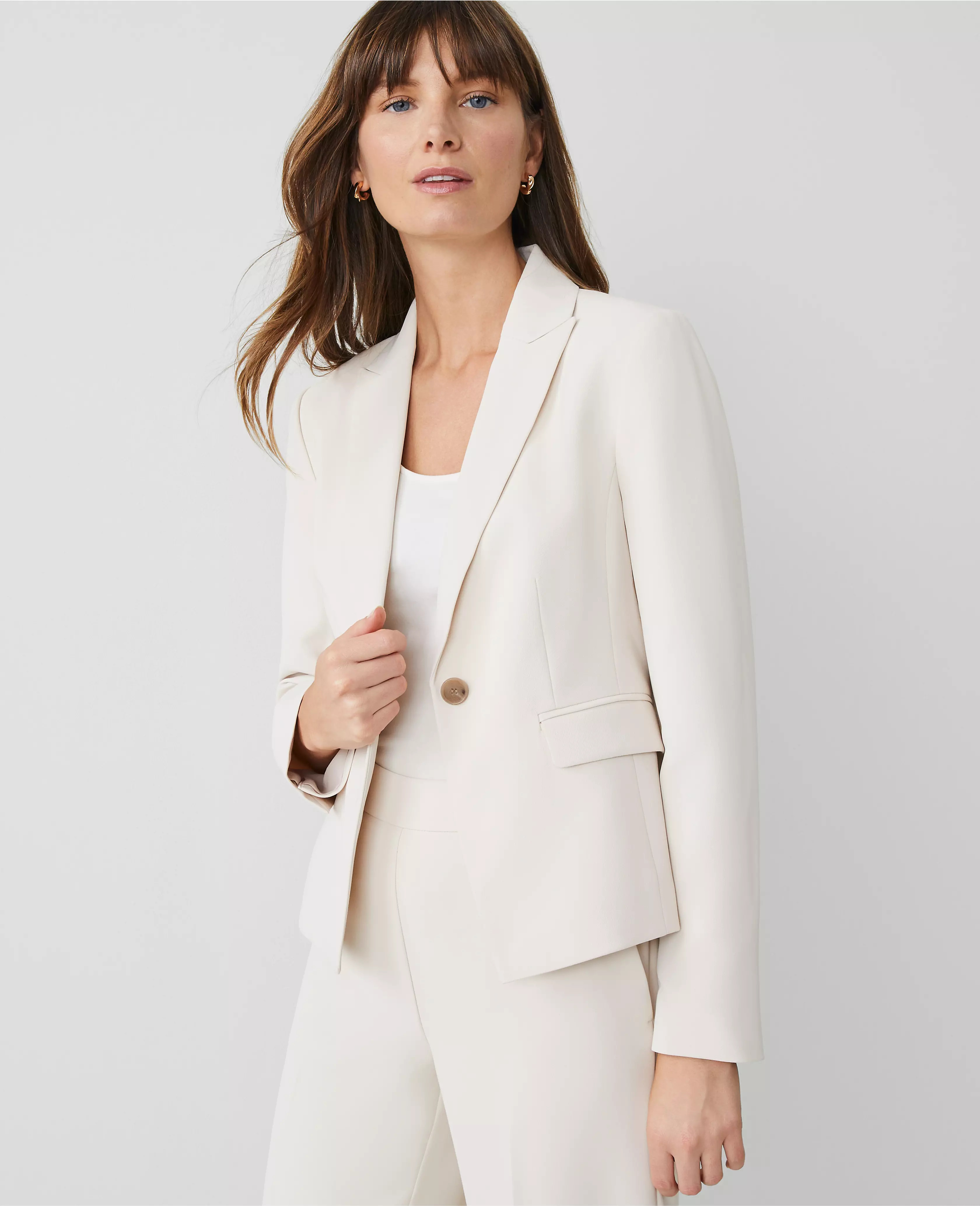 The Shorter One Button Blazer in Fluid Crepe | Ann Taylor