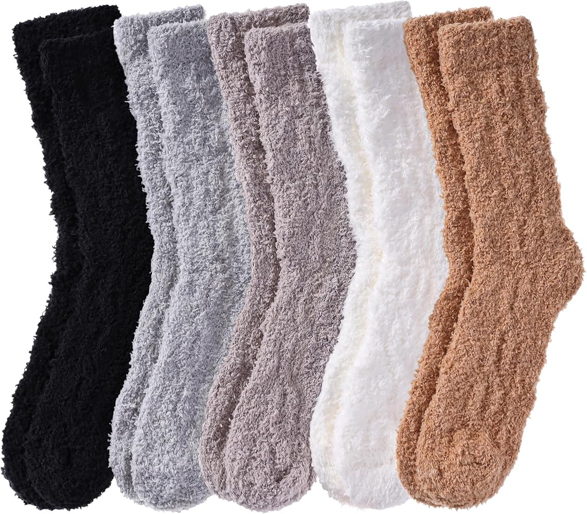 Fuzzy Socks for Women Fluffy Slipper Winter Warm Soft Cozy Microfiber Plush Home Sleeping Socks | Amazon (US)