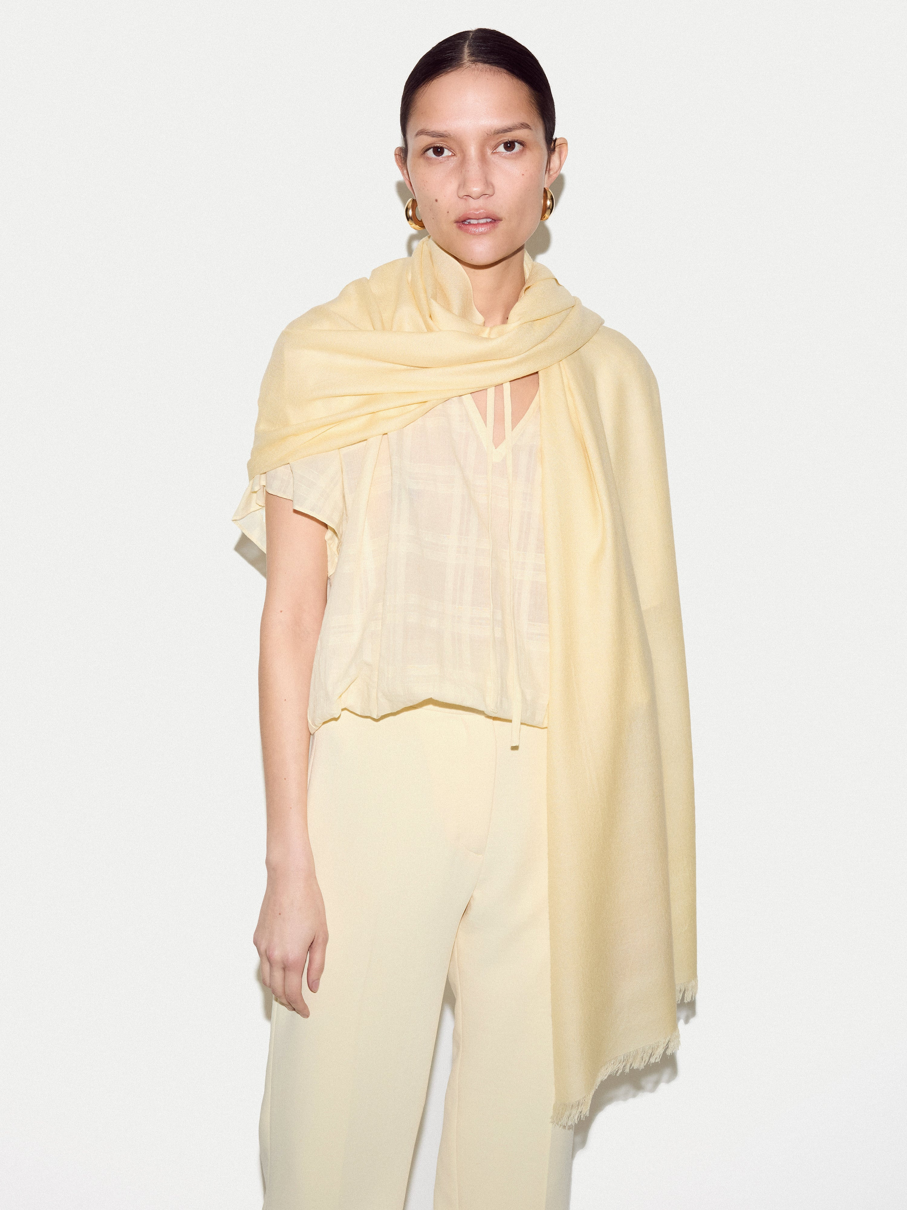 Wool Silk Pashmina | Yellow | Jigsaw (UK)