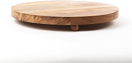 Round Acacia Wood Pedestal Board, Wooden Decorative Display Tray with Feet (16") | Amazon (US)