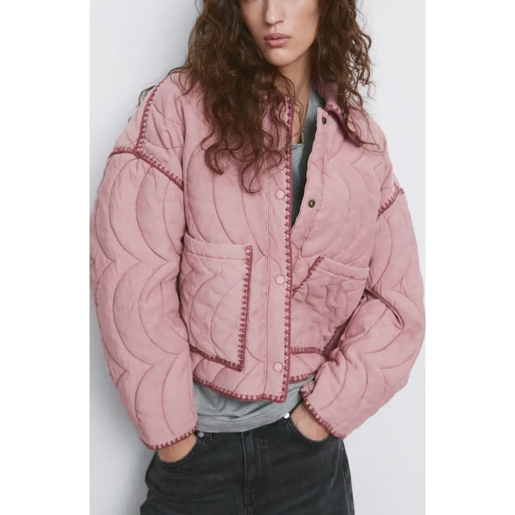 MANGO Quilted Jacket in Pink at Nordstrom, Size Small | Nordstrom