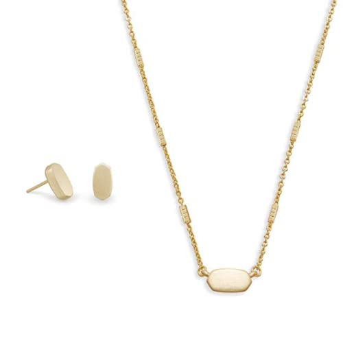Kendra Scott Gift Bundle, Fern Pendant Necklace and Barrett Small Stud Earrings for Women, Fashion Jewelry, 14k Gold Plated | Amazon (US)