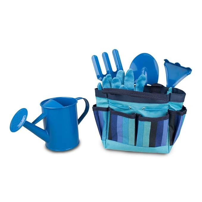 Gardening Tool Set for Kids - Toy Shovel Gardening Set - Outdoor Toy with Carrying Bag - Blue | Amazon (US)
