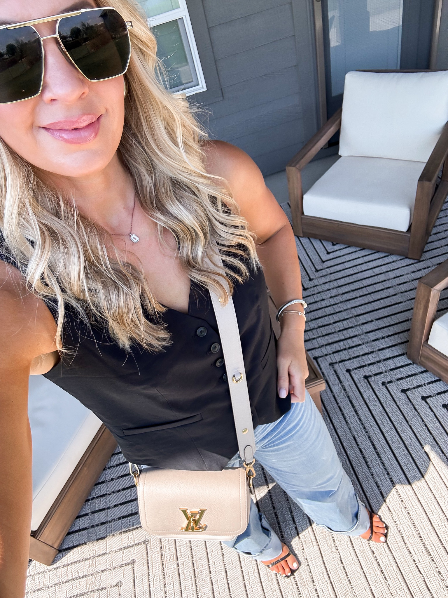 Target vest 
Cuffed jeans 
Amazon heels that works with so many looks 
Favorite sunglasses 

All true to size 

#LTKFindsUnder100 #LTKFindsUnder50 #LTKStyleTip