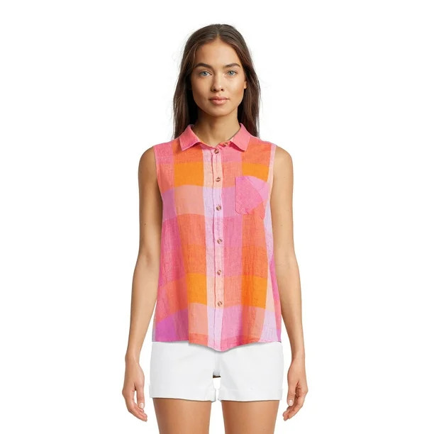 Time & Tru Women's Sleeveless henley - Walmart.com | Walmart (US)