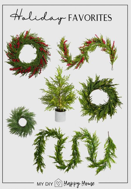 Holiday favorites: NORFOLK PINE GREENERY.

Wreaths, garland, stems and mini trees 
There are prelit options and red berry options too! 

#LTKHoliday #LTKSeasonal #LTKhome