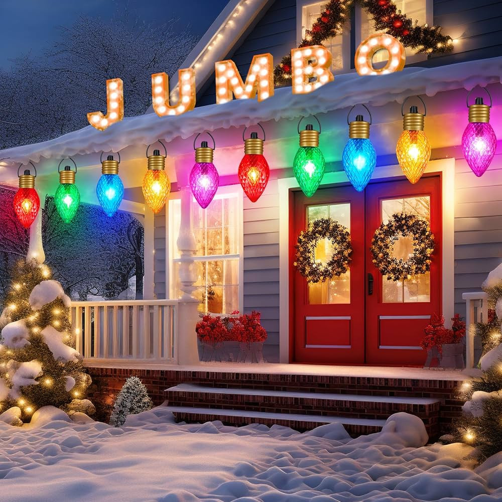 Minetom Strawberry C9 Christmas Jumbo Lights, 2 Pack 10.5 Feet 5 Lights Multicolor Bulb Christmas... | Amazon (US)