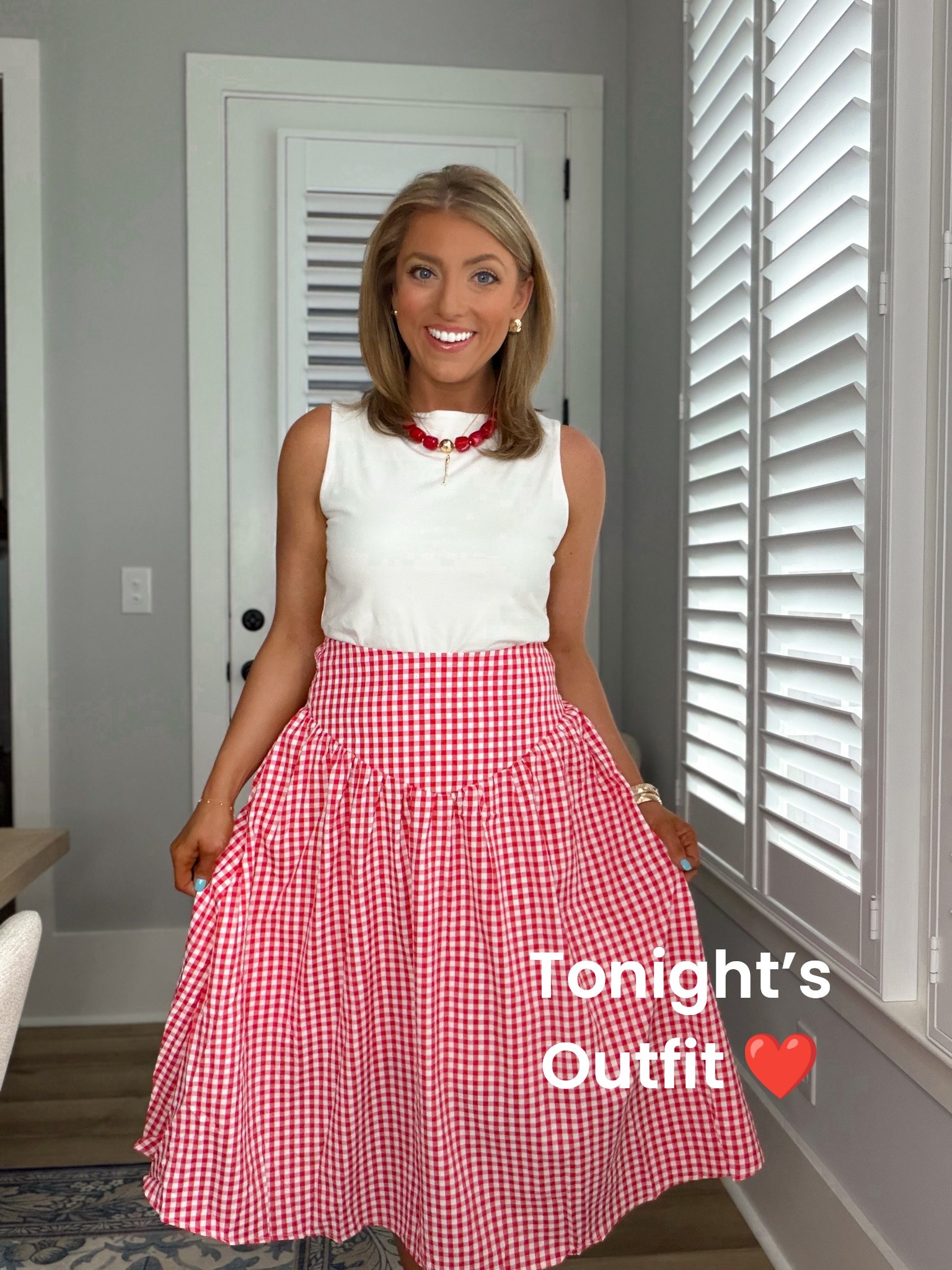 Tonight’s outfit = giving classic Americana with a chic little twist ❤️🤍 This red gingham Amazon skirt is even cuter in person and has the prettiest flow when you walk! Paired it with a simple Target tank and my favorite Walmart jelly flats for the perfect comfy-but-put-together look for my nephew’s birthday party tonight 🎈✨ Affordable pieces that look so much more expensive is always the goal around here!

#AmazonFashion #WalmartFashion #TargetStyle #AffordableFashion #GinghamSkirt #SummerOutfitIdea #AmericanaStyle #RedWhiteAndBlueStyle #JellyFlats #OOTD #MomStyle #AffordableStyle #AmazonFinds #WalmartFinds #TargetFinds #ClassicStyle #SummerFashion #FashionOver30 #EverydayStyle #CasualChic

#LTKootd #LTKPetite