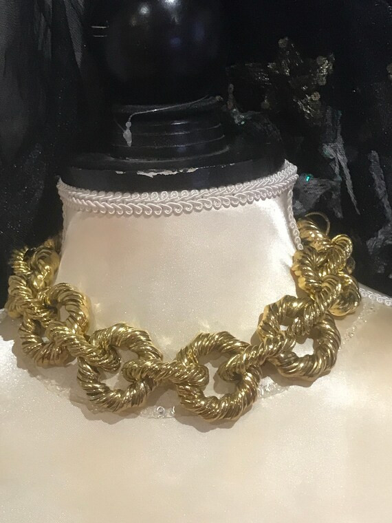 Gold thick roped choker Gold filled statement gold choker Vintage gold thick hoop ring choker gol... | Etsy (US)