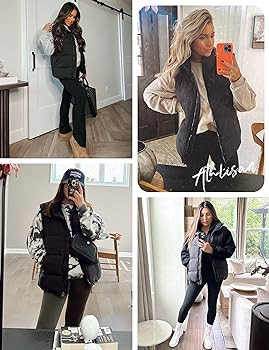 Athlisan Womens Zip Up Puffer Vest Stand Collar Sleeveless Padded Jacket Coat | Amazon (US)