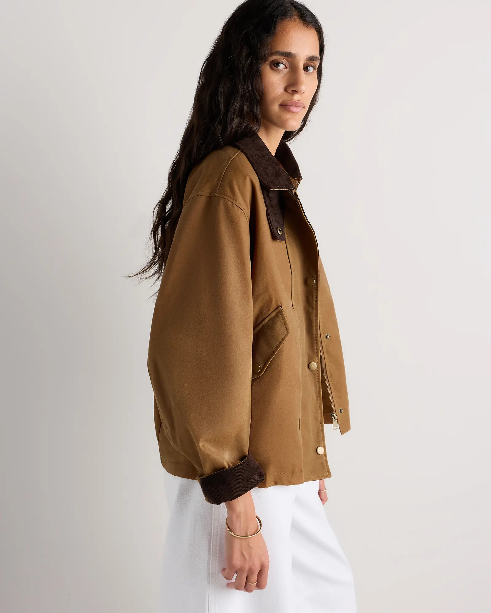 Organic Waxed Cotton Cropped Barn Jacket | Quince