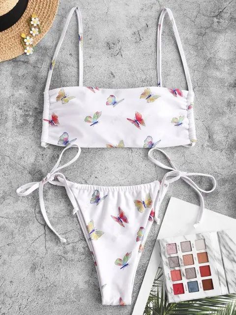 ZAFUL Padded Butterfly Print String Bikini Swimwear | ZAFUL (Global)