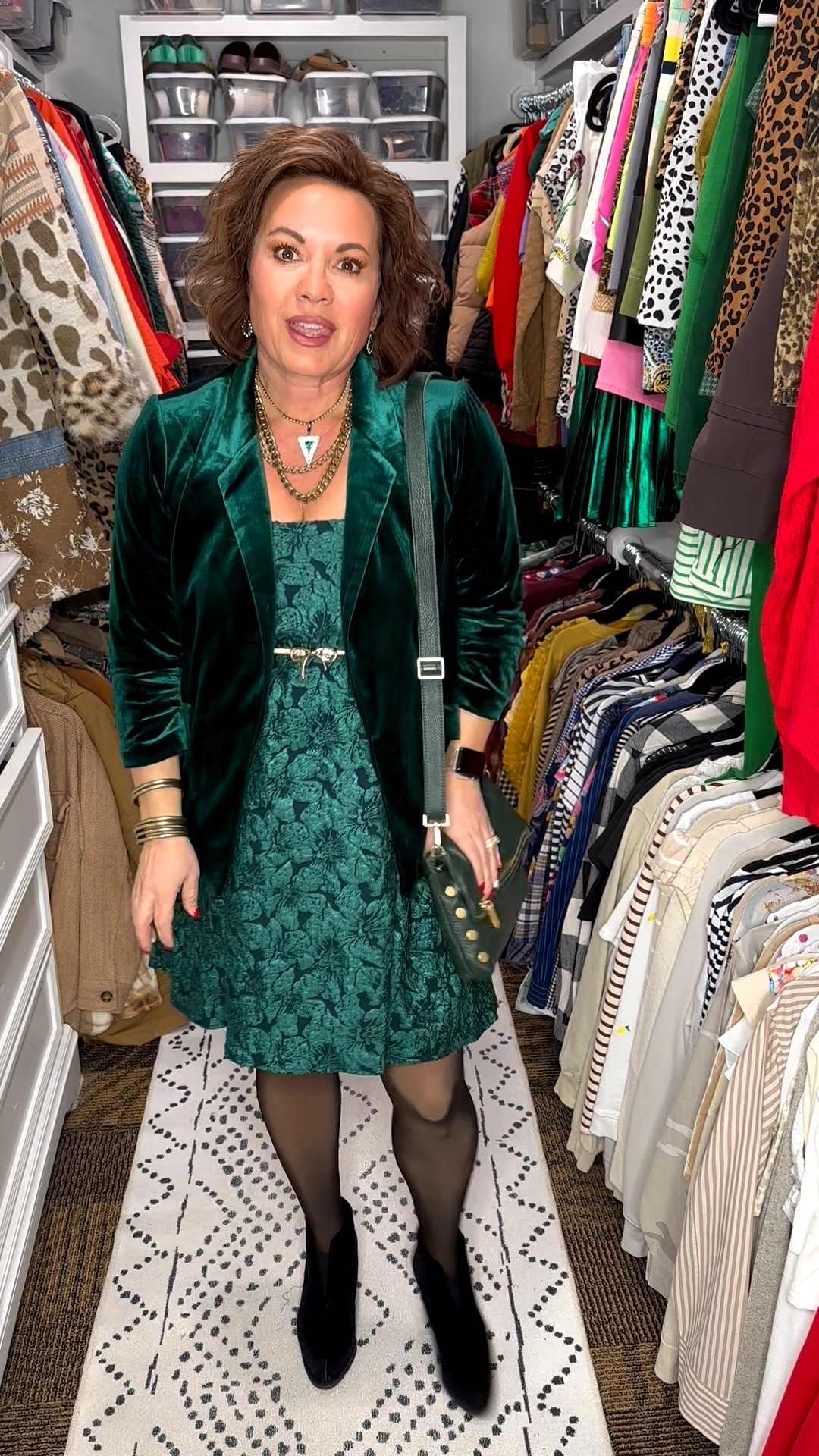 Emerald velvet, styled two ways 💚

This look is a perfect example of how versatile your wardrobe can be. I’m actually wearing this skirt as a dress, layered with an emerald velvet blazer for a chic, elevated outfit that works beautifully for holiday events, dinners, or dressed-up everyday wear. Using a skirt this way instantly creates more outfit options without buying anything new.

The rich velvet texture paired with jewel tones makes this look feel festive yet timeless. Finished with tights and ankle boots for a comfortable, confident, and wearable winter outfit.

✨ Save this for holiday outfit inspiration
✨ Tap to shop everything linked
✨ Easy to dress up or down with accessories

⸻

skirt worn as dress, convertible outfit ideas, emerald velvet blazer, green velvet outfit, holiday outfit for women, christmas party outfit, winter dress outfit, jewel tone outfit, women over 40 fashion, women over 50 style, velvet blazer outfit, holiday dinner outfit, festive green outfit, capsule wardrobe winter, elegant holiday style, closet remix ideas, versatile wardrobe pieces, ankle boots outfit women, tights outfit winter, elevated everyday style, classic women’s fashion, wearable holiday fashion


#LTKmorningroutine #LTKootd #LTKHoliday