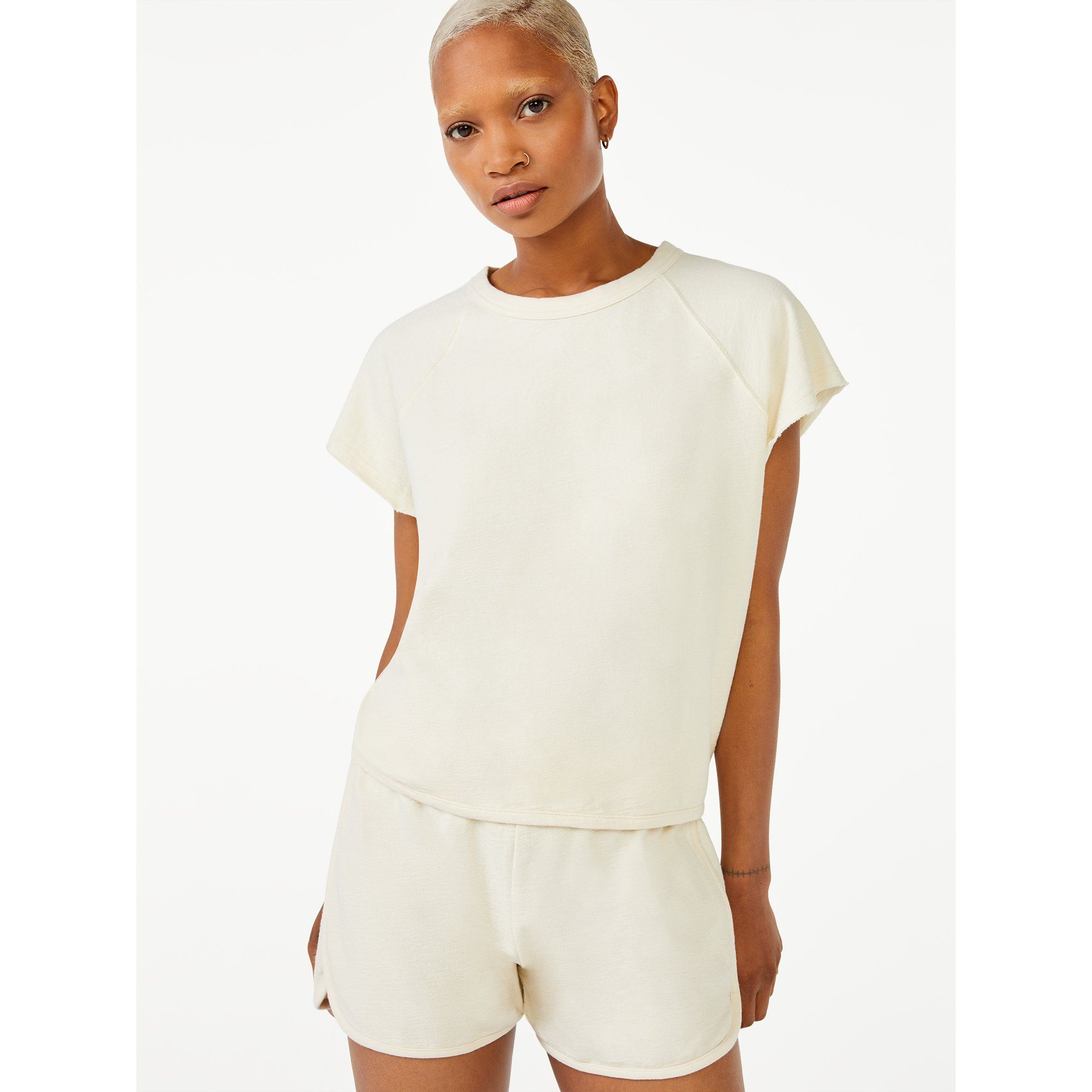 Free Assembly Women's Sweatshirt T-Shirt with Short Sleeves | Walmart (US)