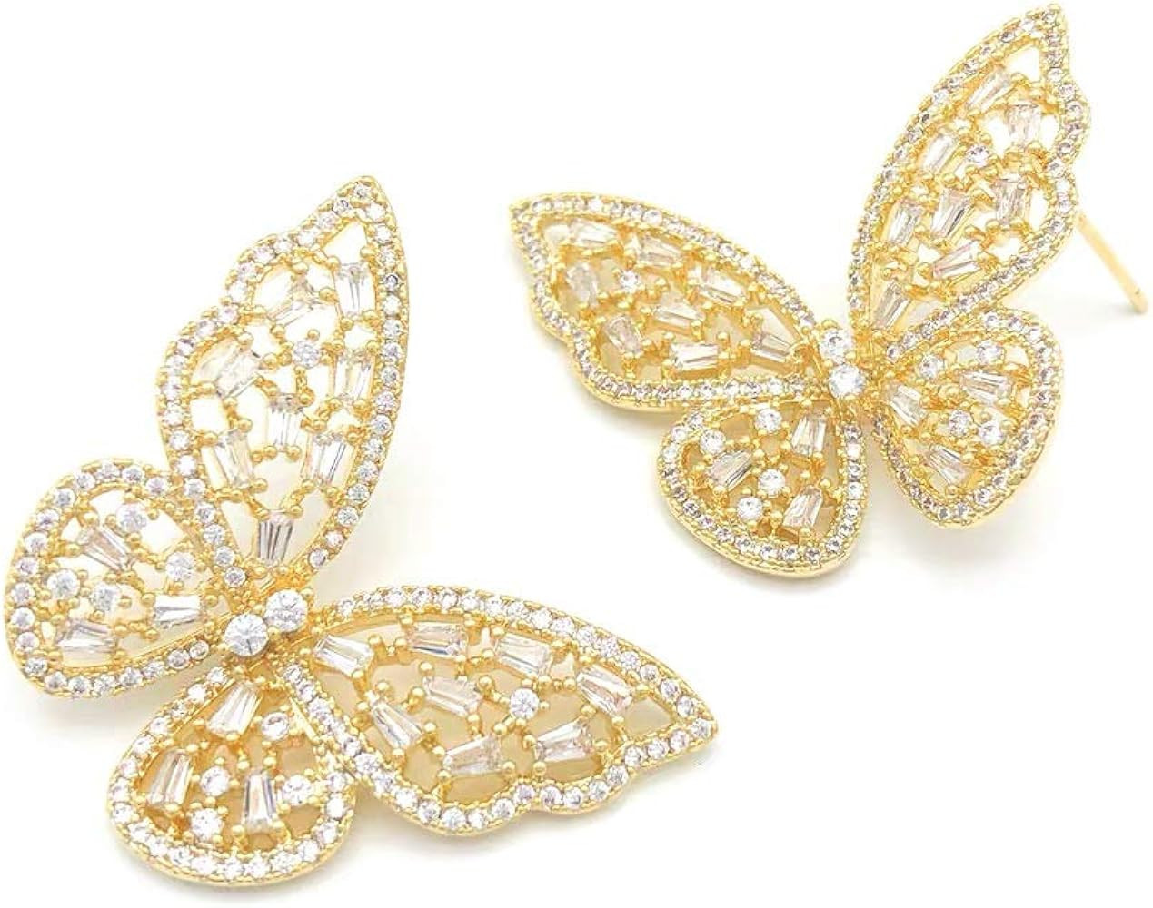 Silver Butterfly Earrings for Women Girls Golden Butterfly Earring Sterling Silver Post Cute Bow ... | Amazon (US)