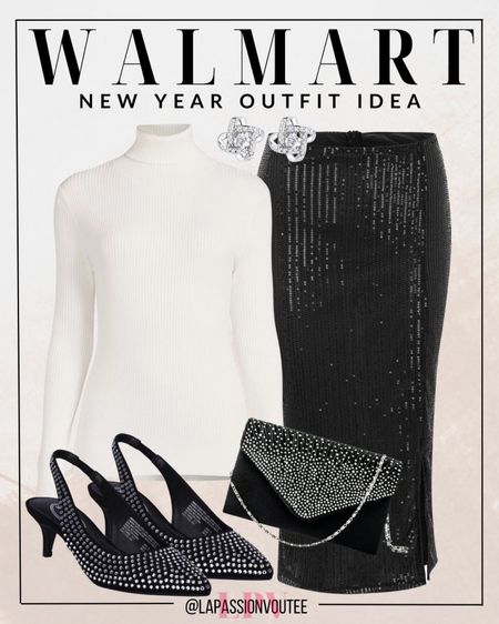 Elevate your New Year's style with Walmart's chic ensemble! Embrace cozy elegance in a turtleneck sweater paired with a shiny skirt, add a touch of glamour with statement earrings, step out in classy slingback pumps, and complete the look with a sophisticated clutch. Unleash your fashion flair and welcome 2024 in style!

#LTKHoliday #LTKSeasonal #LTKstyletip
