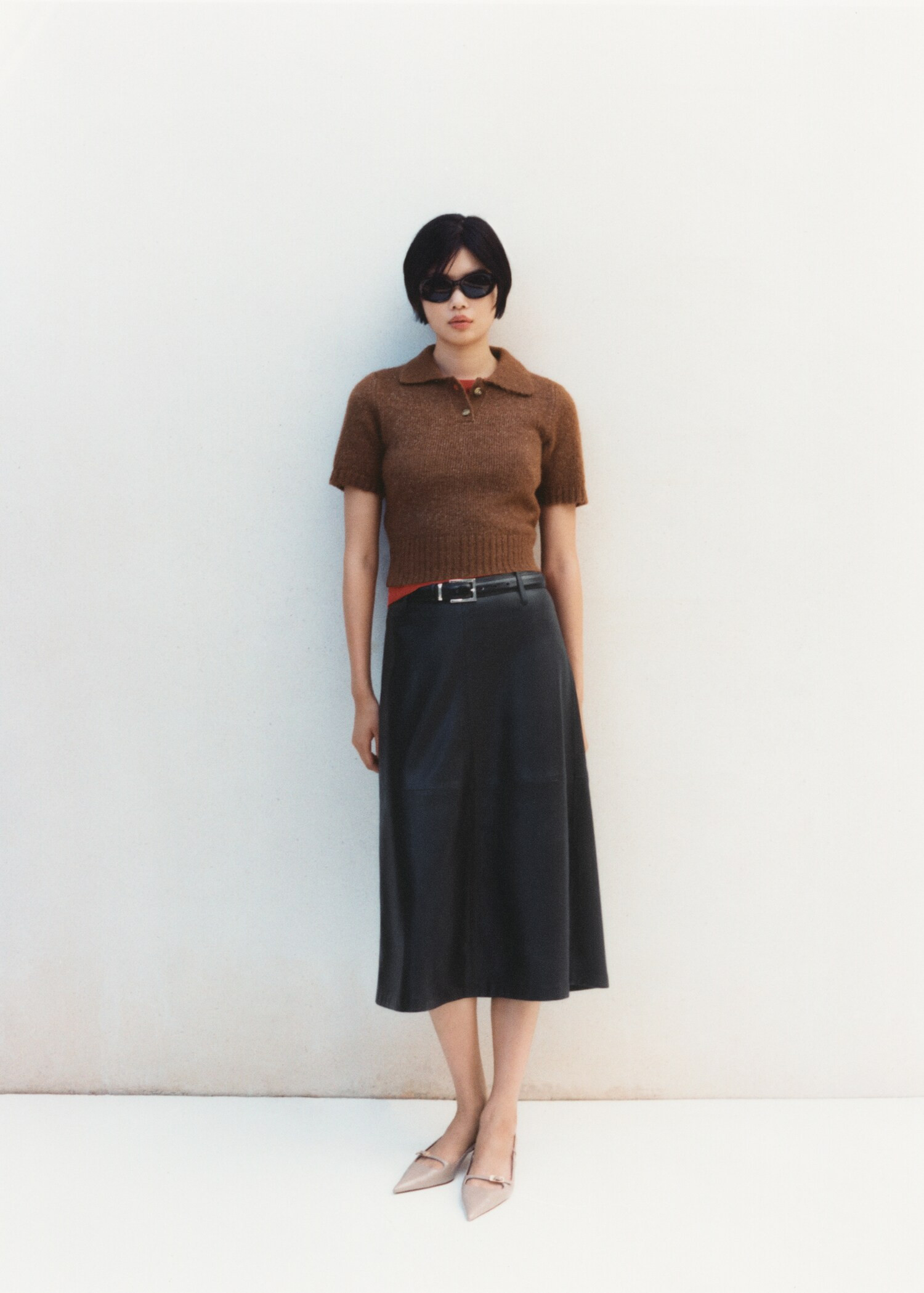 Knitted polo shirt with ribbed details - Women | MANGO USA | Mango (US/MX/AU)