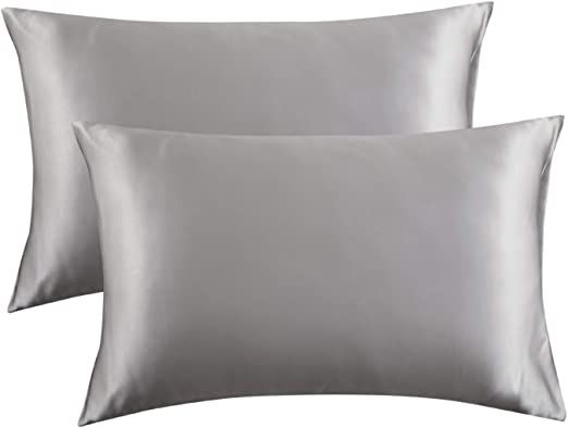 Bedsure Satin Pillowcase for Hair and Skin Silk Pillowcase 2 Pack, Queen Size(Silver Grey, 20x30 ... | Amazon (US)
