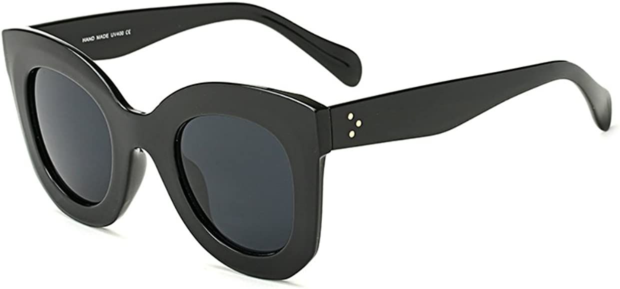 Amazon.com: Butterfly Sunglasses Semi Cat Eye Glasses Plastic Frame Clear Gradient Lenses (Black,... | Amazon (US)