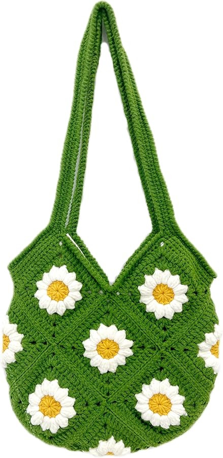 Crochet Bags and Totes Floral Tote Bag Crochet Purse for Women Knit Bag Flower Purse Daisy Gifts ... | Amazon (US)