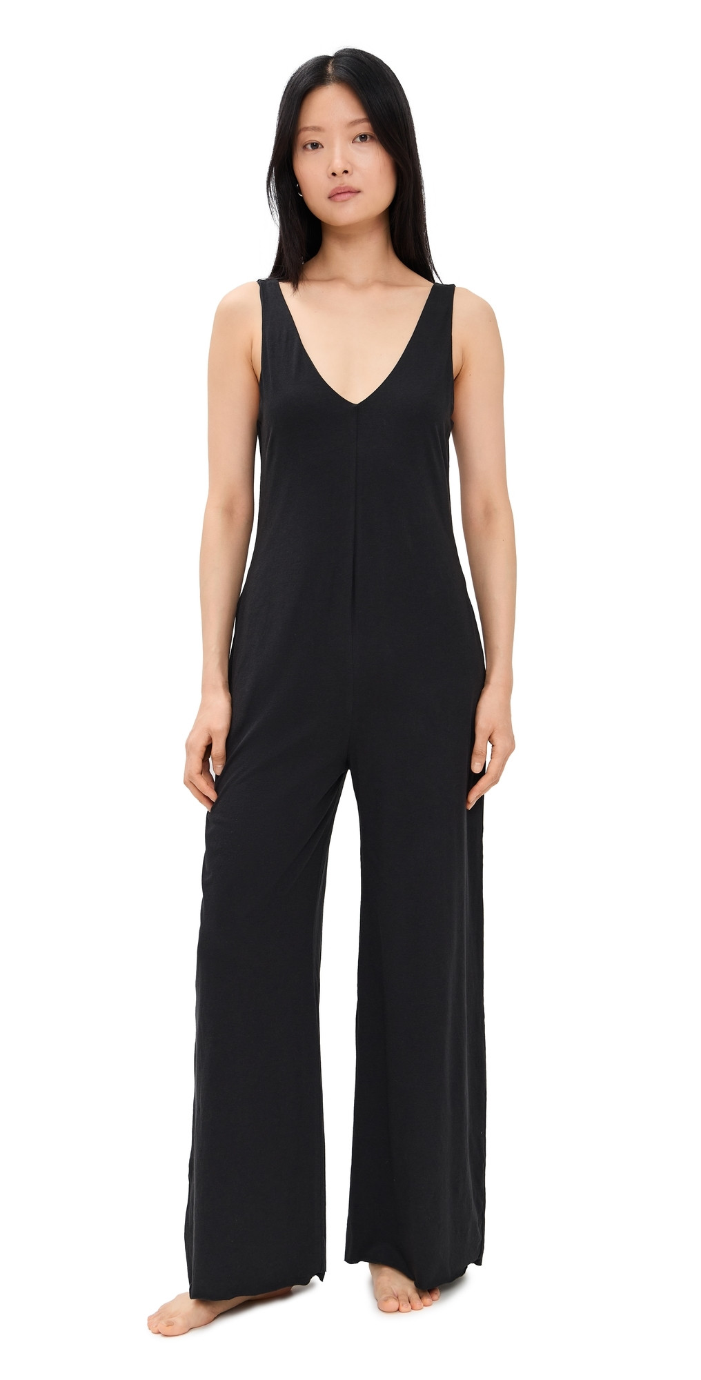 Lunya Organic Pima Double V Jumpsuit Immersed Black M | Shopbop