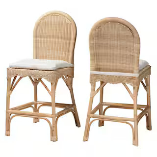Bilu 23.6 in. Natural Rattan Counter Stool (Set of 2) | The Home Depot