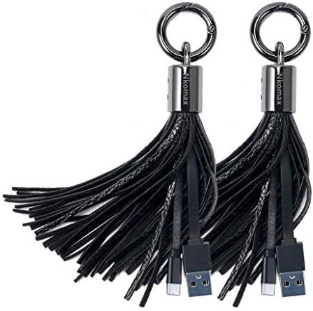 1 one enjoy Tassel Keychain Charger USB C Cable Type C Cord Leather Keyring for Galaxy S10, S9, Note | Amazon (US)