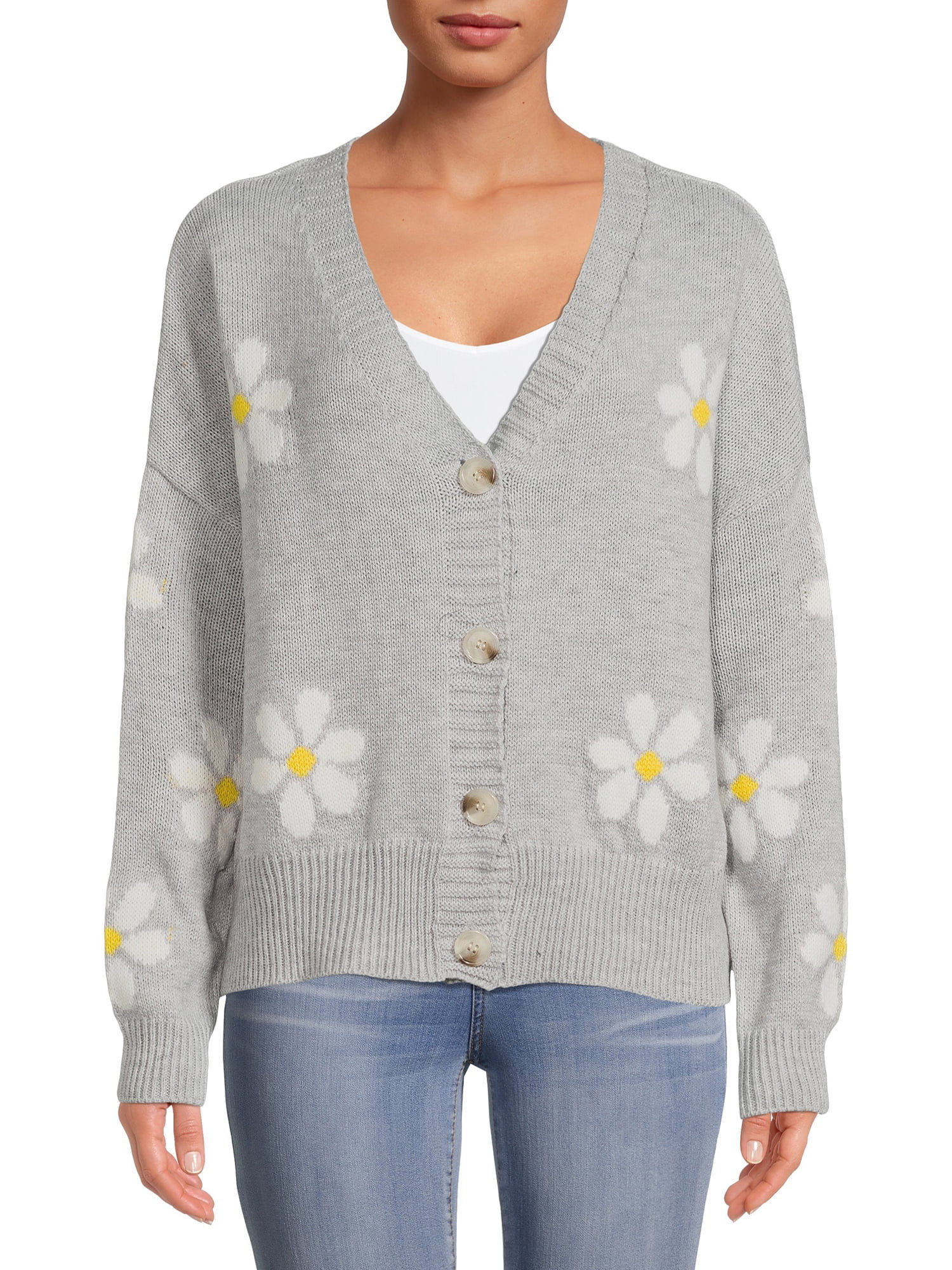 Just Polly Juniors' Daisy Button-Up Cardigan Sweater - Walmart.com | Walmart (US)