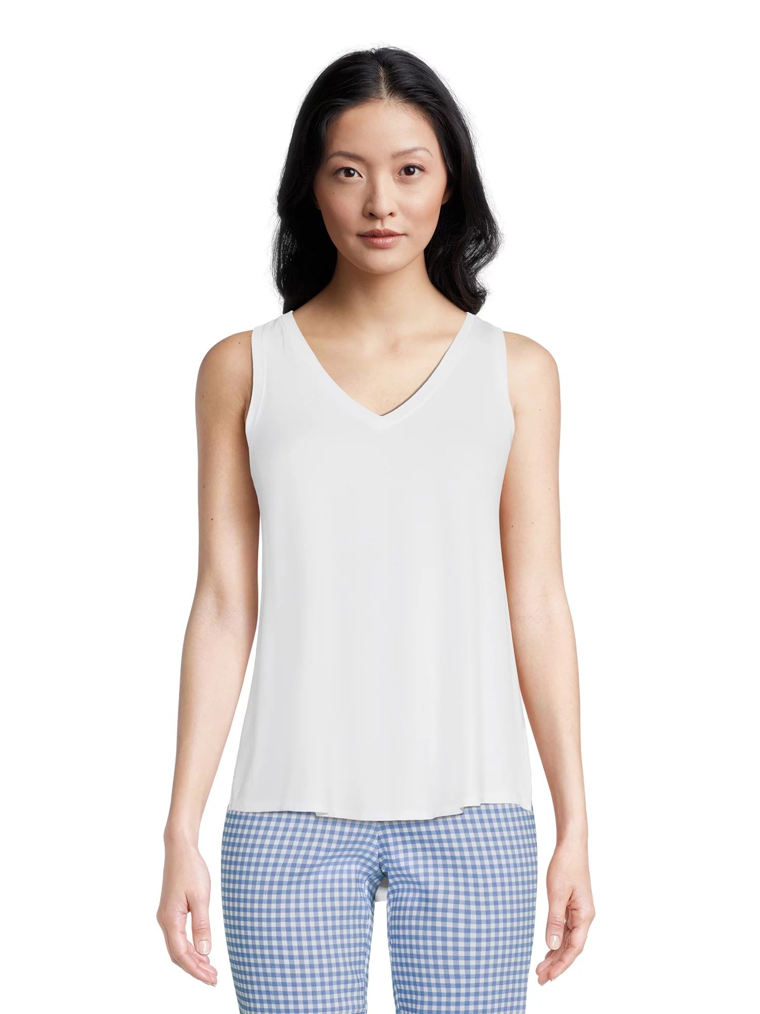 Time and Tru Women's High Low V-Neck Tank Top | Walmart (US)