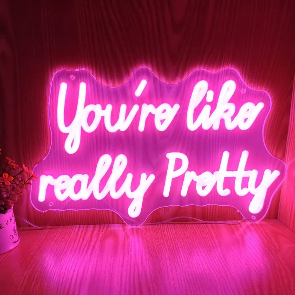 You are like really Pretty LED Neon Sign 15 * 9 inch,Pink Neon signs with USB Power for room deco... | Amazon (US)