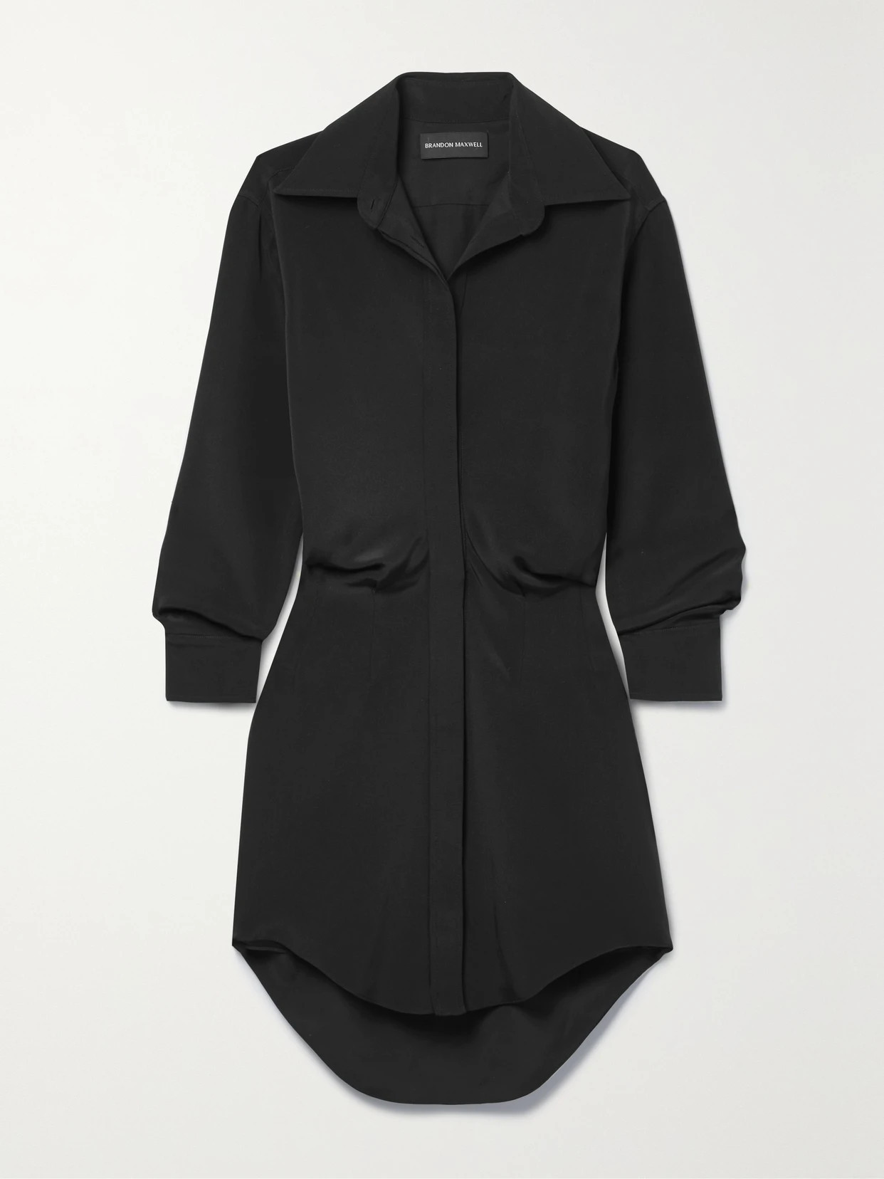 Brandon Maxwell - The Vera Silk-crepe Mini Shirt Dress - Black | NET-A-PORTER (US)