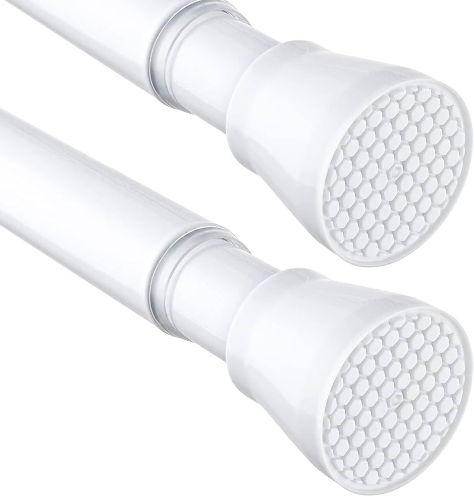 2 Pack White Tension Curtain Rod for Windows 28 to 48 inch, Adjustable Expandable Pressure Spring... | Amazon (US)