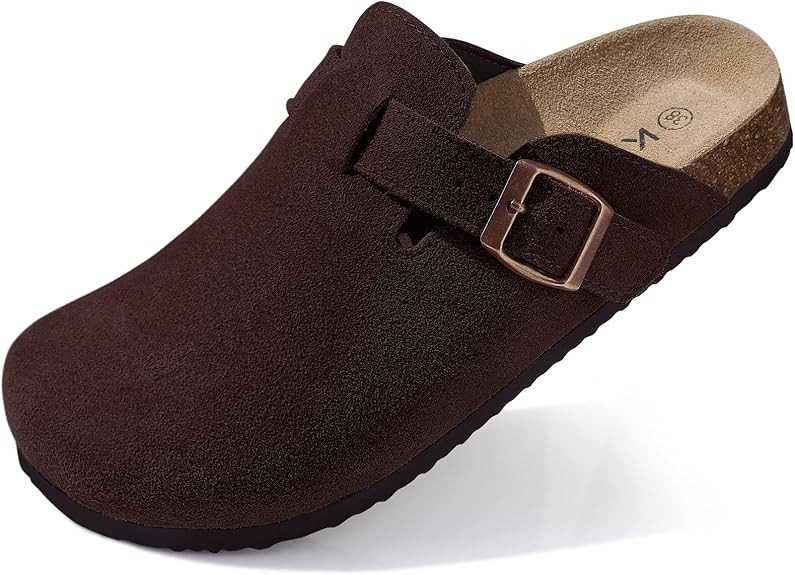 KIDMI Genuine Suede Clogs for Women Men Cork Footbed Sandals Leather Mules Potato Shoes with Arch... | Amazon (US)