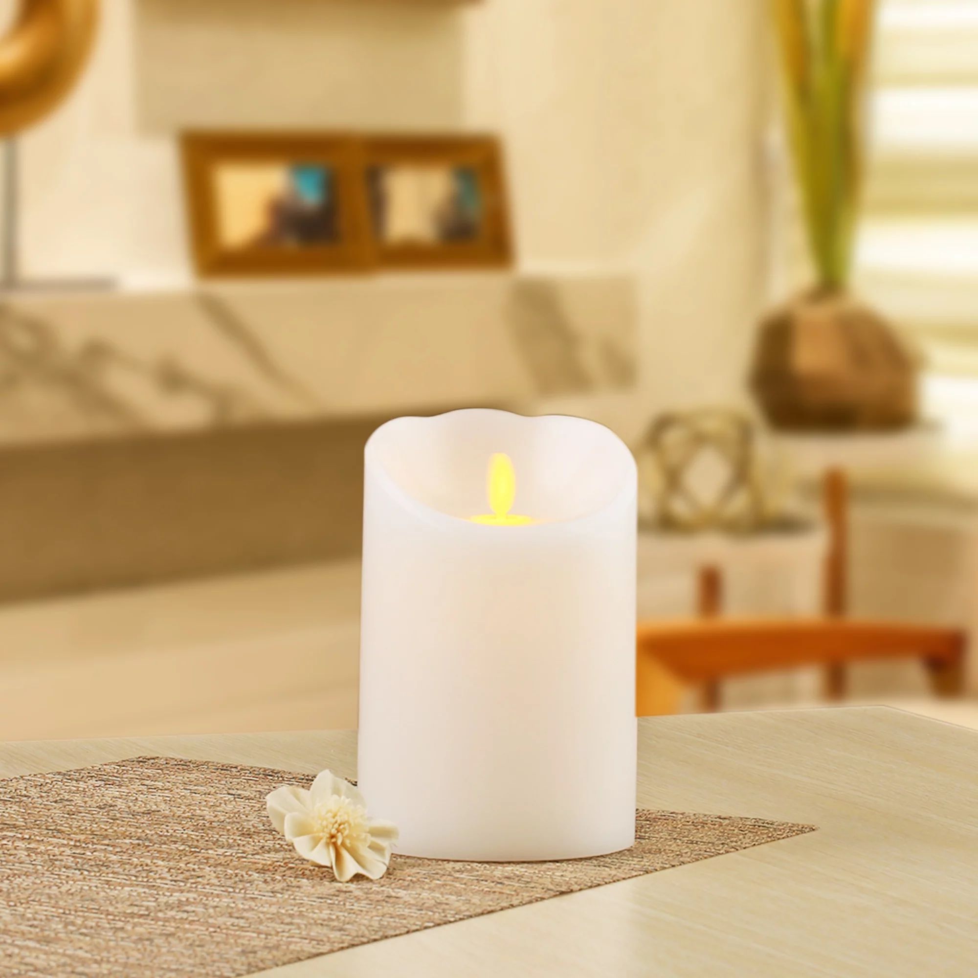 Better Homes & Gardens Flameless LED Motion Flame Pillar Candle, 4x6", White - Walmart.com | Walmart (US)