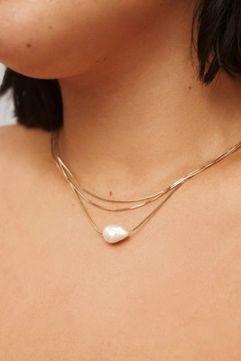 Layered Herringbone Pearl Necklace | Anthropologie (US)