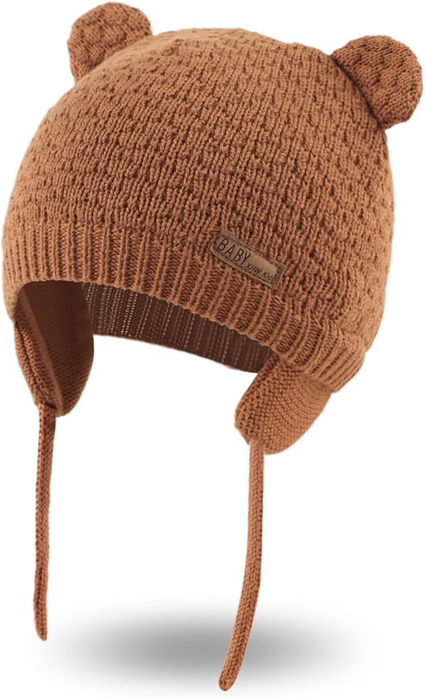 Bamery Baby Crochet Hat Infant Cute Bear Ear Beanie Toddler Boys Girls Earflap Hats for Fall Wint... | Amazon (US)