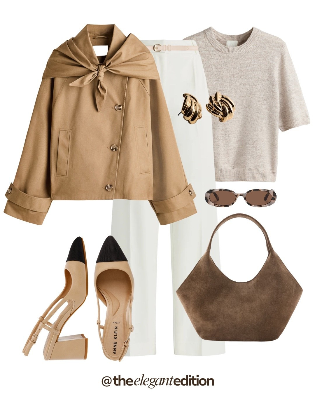 Camel Jacket With Scarf 🤍🤎
Tags: cream white trousers tailored wide leg beige leather belt camel jacket cropped oversized scarf tie detail beige knit tee short sleeve beige slingback heels pointed toe ankle strap brown suede hobo bag shoulder bag sunglasses tortoise oval gold earrings chunky spring transitional casual chic elegant sophisticated
#LTKspring #LTKstyletip #LTKeurope

#LTKspring #LTKstyletip #LTKeurope