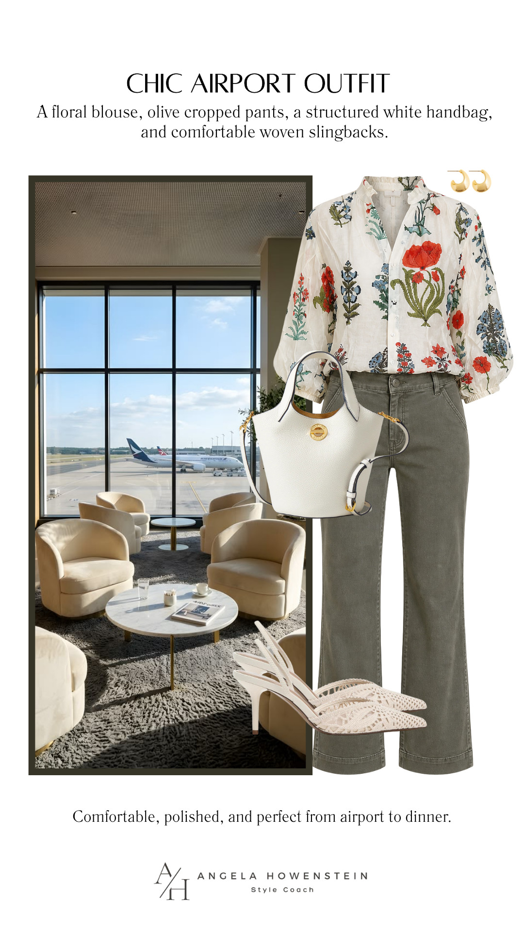 This floral blouse is one of my favorite ways to add personality to a classic travel outfit. Paired with olive cropped pants, a structured white bag, and comfortable woven slingbacks, it’s polished, comfortable, and easy to wear from the airport to your destination. Perfect for travel days, sightseeing, lunch reservations, or exploring a new city in style.

👩‍💻 LTK PRO TIPS
❤️ Heart = Support my posts ;-)
🔖 Save = Get sale & restock alerts for the things you love!
📋 Lists = Keep favorites organized (List ideas: Christmas, Birthdays, and Vacations!)
📲 Share = Send lists and products to a friend (or your daughters like me).
💬 Comment = Ask me anything, and I’ll answer. ;-) 

 #LTKootd #LTKSeasonal #LTKOver40