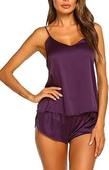 Sleepwear Womens Sexy Lingerie Satin Pajamas Cami Shorts Set Nightwear | Amazon (US)