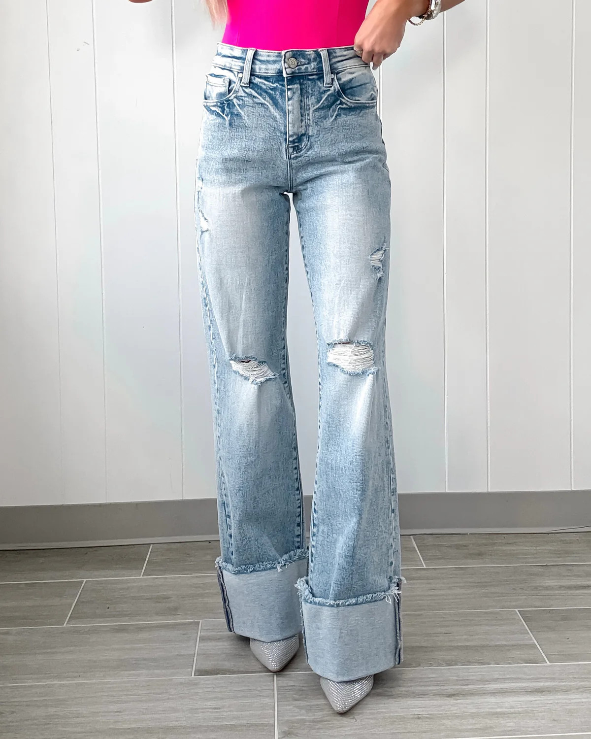 Allie Cuffed Flare Jeans - Light Wash | Bar T Boutique