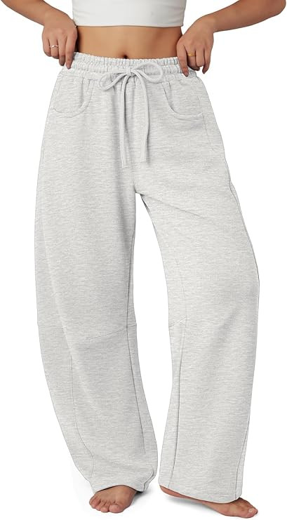 ATHMILE Barrel Sweatpants Women Fall Fashion Wide Leg Pants 2025 Baggy Lounge Comfy Flowy Sweat P... | Amazon (US)