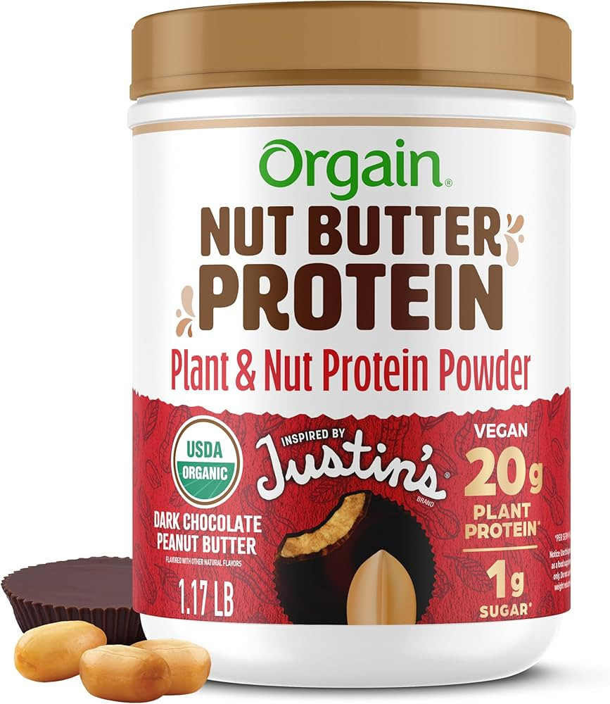 Orgain X Justin's ® Organic Vegan Nut Butter Protein Powder, Chocolate Peanut Butter- 20g Plant ... | Amazon (US)