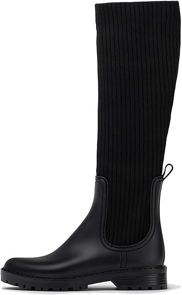 Wellington Knee High Sock Boots Round Toe Non-Slip Rubber Walking Lugs Casual Shoes | Amazon (US)